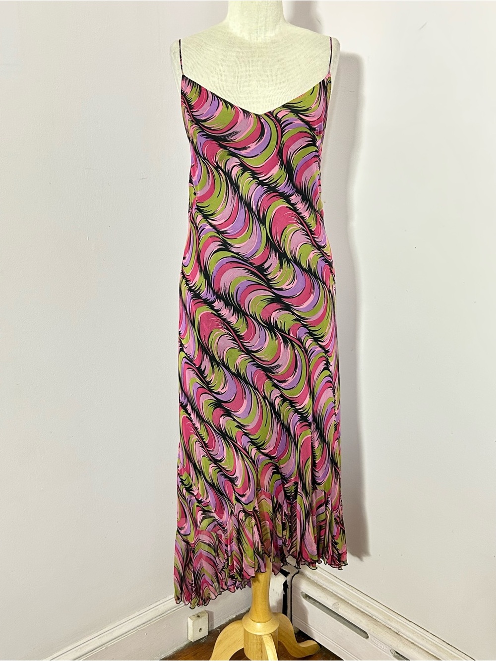 Vintage Silk Betsey Johnson Asymmetrical Midi Dress